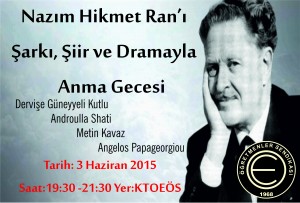 Nazım Hikmet Anma Gecesi 3 Haziran 2015